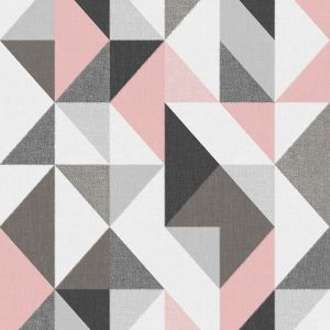 Contemporaneo   4120 Papel  de Parede  triangulos  rosa cinza e preto 