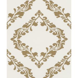 Blue Velvet  609547 Papel de Parede fundo branco  com medalhao  dourado 