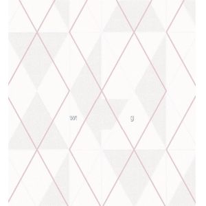 Belinda 6737-20 Papel de parede triangulos e retangulos branco e rosas 