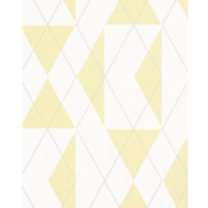 Belinda 6737-50 Papel de parede triangulos e retangulos branco e  amarelo