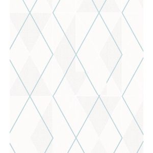 Belinda 6737-90 Papel de parede triangulos e retangulos branco e  azul