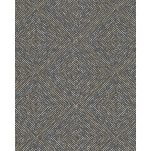 Giulia  6779-10  Papel de parede losangos dourado e preto com bolinhas cinza 