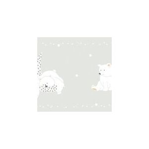 Sambori  7503-1 Papel  de Parede faixa de ursos com mini estrelas brancas  com fundo verde menta 