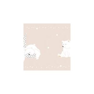 Sambori  7503-3 Papel  de Parede  faixa com ursos brancos mini estrelas com fundo rosa antigo 