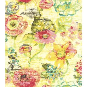 Freudin 803716 Papel de parede flores grandes fundo amarelo coloridas 