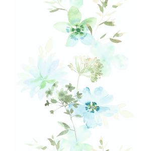 Kylie  81624  Papel de parede folhas e flores azul