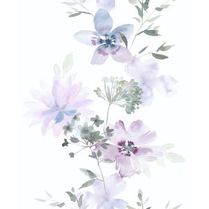 Kylie  81625  Papel de parede folhas e flores roxo