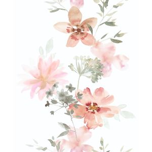 Kylie  81626  Papel de parede folhas e flores rosa