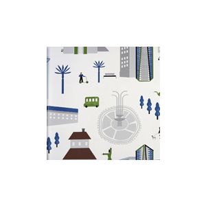 Play 97103 Papel de parede Cidade ludica azul cinza verde marrom 