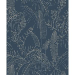 Icon A69303 Papel de parede  folhas e flores azul