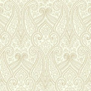 Kashimir   BH8316  Papel de  Parede  medalhao parecendo renda em bege e cinza 