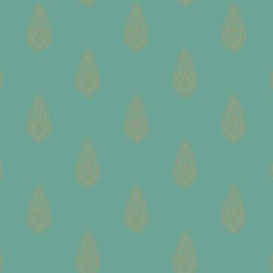Kashimir   BH8327  Papel de  Parede fundo azul esverdeado  com gotas decoradas 