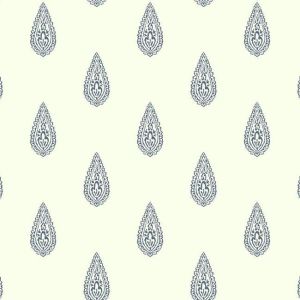 Kashimir   BH8329  Papel de  Parede fundo branco com gotas azul marinho 