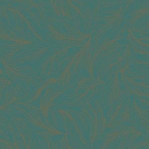 Kashimir   BH8358  Papel de  Parede contornos de folhas marrom fundo azul esverdeado 