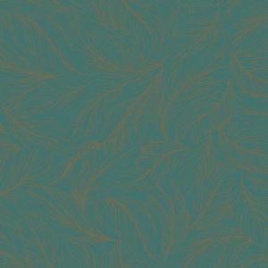 Kashimir   BH8358  Papel de  Parede contornos de folhas marrom fundo azul esverdeado 