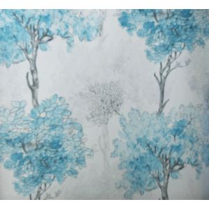 Colorful I BI0830B Papel de  Parede  Arvores com folhas azul tiffany com fundo off white 