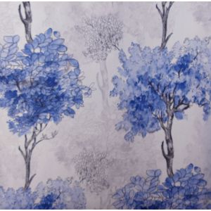 Colorful I BI0830C Papel de  Parede  Arvores com folhas azul marinhio com fundo off white 