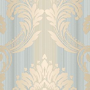 Classic Silks 2  CS35603 Papel de  Parede fundo listras azul bege medalhao bege