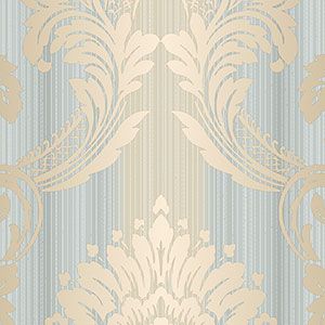 Classic Silks 2  CS35603 Papel de  Parede fundo listras azul bege medalhao bege