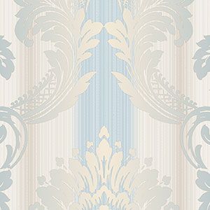 Classic Silks 2  CS35606 Papel de  Parede fundo listra bege cinza e medalhao cinza 