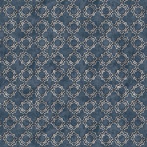 Classic Silks 2  CS35619  Papel de  Parede fundo azul marinho  contornos flores e circulos  branco