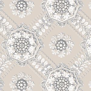 Classic Silks 2  CS35629 Papel de Parede fundo fendi  circulos de flores na forma retangular 