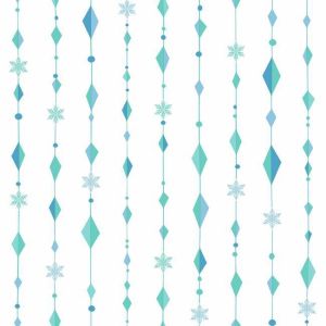 Disney 3  DY0149 Papel de  Parede  fundo branco com cortina critais verde e azul 