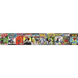Disney 3 DY0274BD  Papel de Parede faixa com quadrinhos dos personagens hulk homem de ferro 
