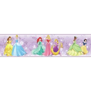 Disney 3  DY0335BD  Papel de  Parede faixa fundo lilas com princesas 