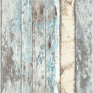 Exposure EP3601 Papel de  Parede ripas de madeira de demolicao azul e bege desgastada 
