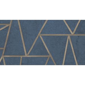Exposure EP3704 Papel de  Parede triangulos azul com contorno dourado 