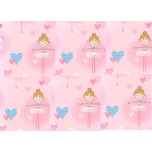 Just for Kids 2  G56002 Papel de  Parede  bailarinas  coracoes e coroas fundo rosa 