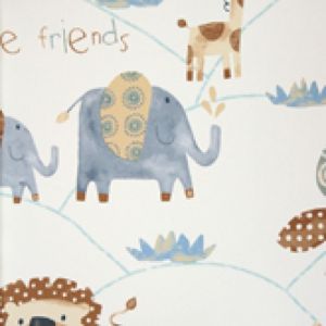 Just for Kids 2  G56022 Papel de  Parede zoo bege e azul fundo branco 