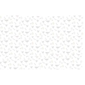 Just for Kids 2  G56540 Papel de Parede  passaros  verde bege  com folhas e fundo branco 