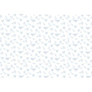 Just for Kids 2  G56541 Papel de Parede  passaros  azul e bege  com folhas e fundo branco 