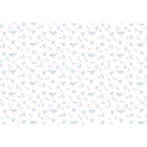 Just for Kids 2  G56541 Papel de Parede  passaros  azul e bege  com folhas e fundo branco 