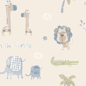 Tiny Tots 2 Papel de parede  G78378  zoo baby  bege e azul  