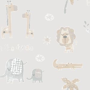 Tiny Tots 2 Papel de parede  G78379  zoo baby  bege e  cinza 