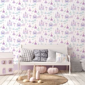 Tiny Tots 2 Papel de parede  G78373 princesas com carruagem  em lilas 