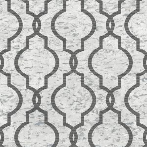 Shimmer  UK20900 Papel de Parede figuras geometricas contorno preto com fundo marmore cinza 