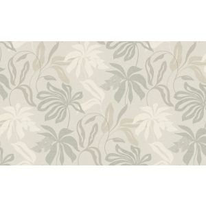  Marbelina II   UR 3405 Papel de parede  de linho flores e folhas verde e bege