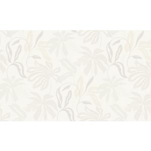  Marbelina II   UR 3409 Papel de parede  de linho flores e folhas bege e cinza