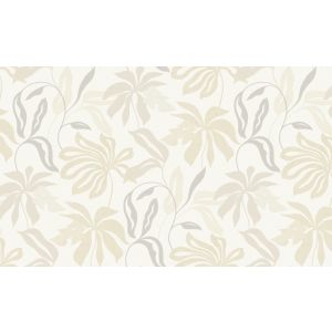  Marbelina II   UR 3419 Papel de parede  de linho flores e folhas bege