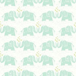 Dream Big   WI0100  Papel de  Parede  elefantes verdes 