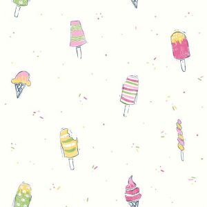 Dream Big   WI0106 Papel de  Parede  sorvetes  palito de massa cores amarelo verde bege 