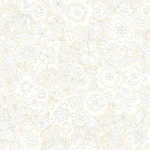 Dream Big   WI0122 Papel de  Parede flores com glitter bege cpom contorno cinza 