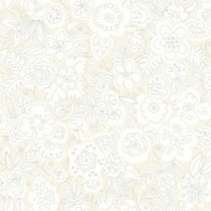 Dream Big   WI0122 Papel de  Parede flores com glitter bege cpom contorno cinza 