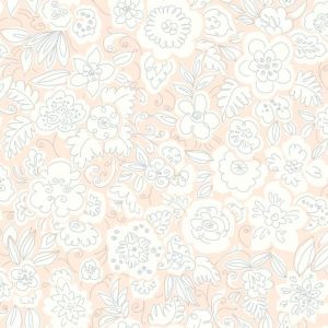 Dream Big   WI0123 Papel de  Parede flores com glitter rosa com contorno  roxo 