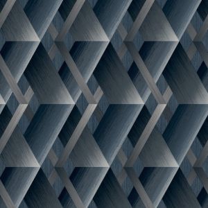 Wanderlust Papel de parede  WL2603 figuras geometricas  e 3d em  azul  e cinza 